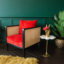 Load image into Gallery viewer, Anouk Red Velvet and Rattan Armchair