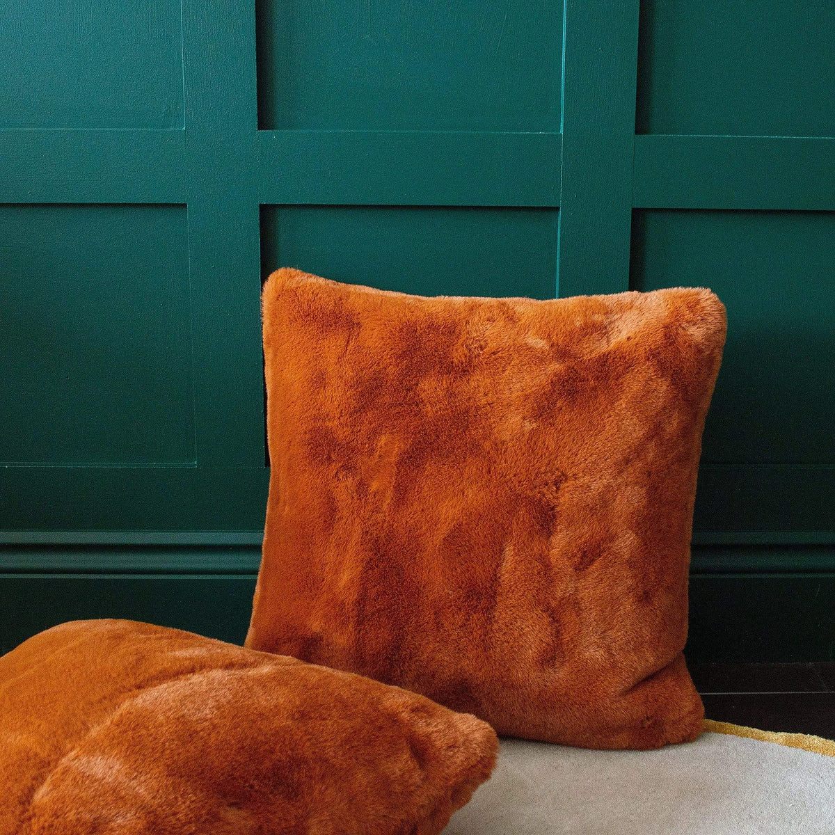 Burnt Orange Faux Fur Cushion Cover Audenza