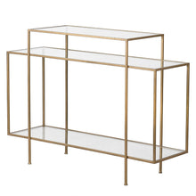 Load image into Gallery viewer, Elegant Gold Console Table with Tiered Shelves