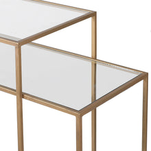 Load image into Gallery viewer, Elegant Gold Console Table with Tiered Shelves