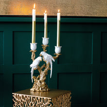 Load image into Gallery viewer, Ornate White &amp; Gold Love Birds Candelabra 