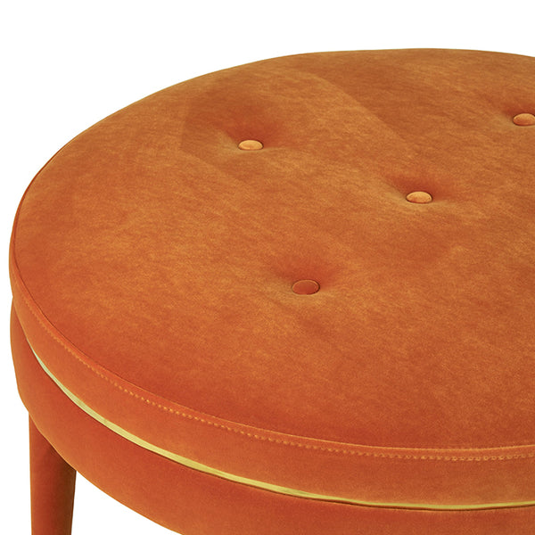 Oxford Orange Velvet Footstool