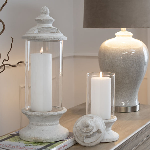 Rustic Glass Candle Holder with Stone Base