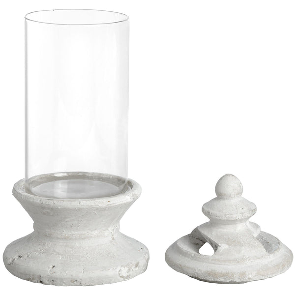 Rustic Glass Candle Holder with Stone Base