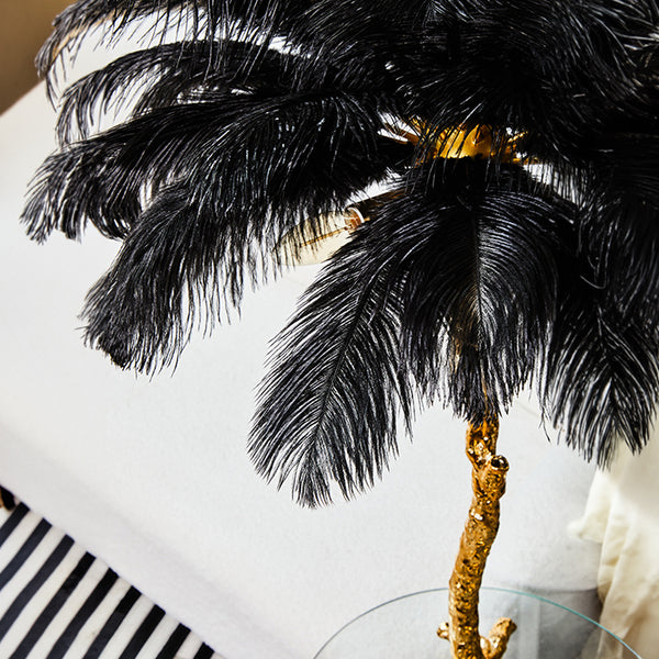 Black Ostrich Feather Table Lamp