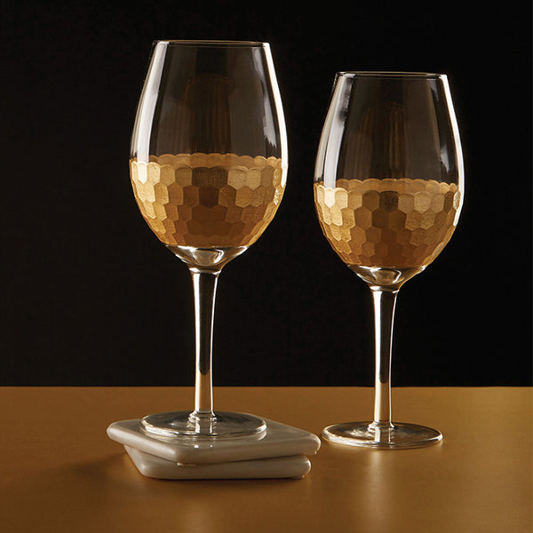 Hammered Gold Large Wine Glasses | Set of 4