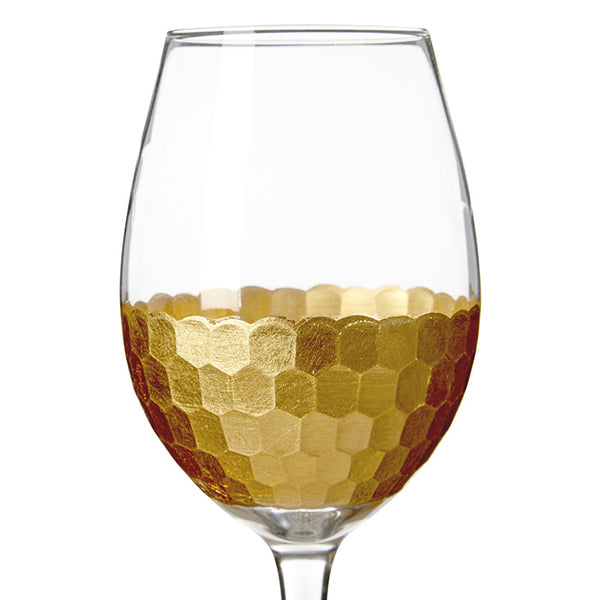 Hammered Gold Large Wine Glasses | Set of 4