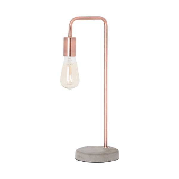 Copper Metal Table Lamp with Concrete Base