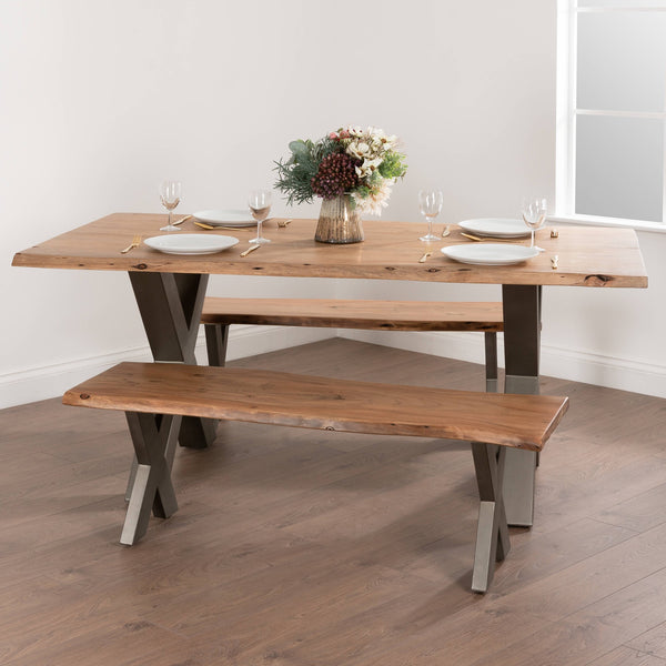 Acacia Wood Dining Table with Industrial Legs