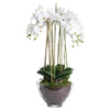 Elegant Faux Orchid in Glass Bowl