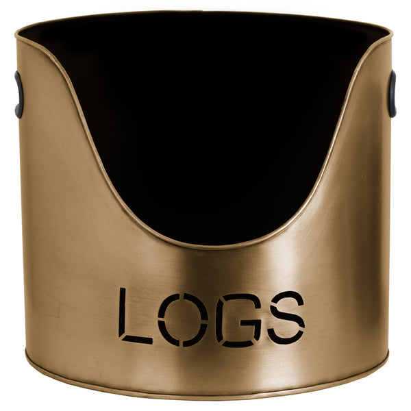Brushed Metal Log Holder Set