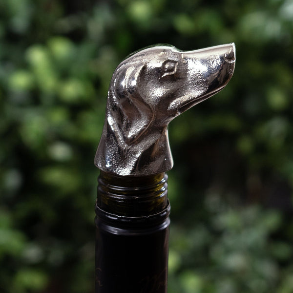 Polished Metal Dog Bottle Stopper