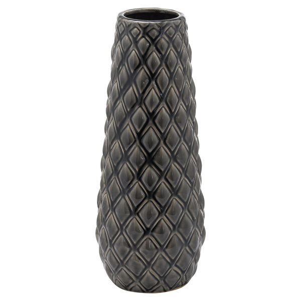 Textured Black Ceramic Vase