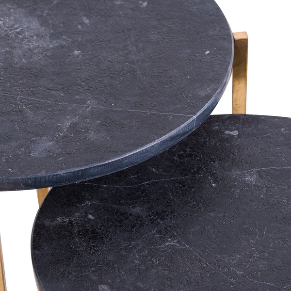 Metal Luxe Gold Nesting Tables with Slate-Effect Tops