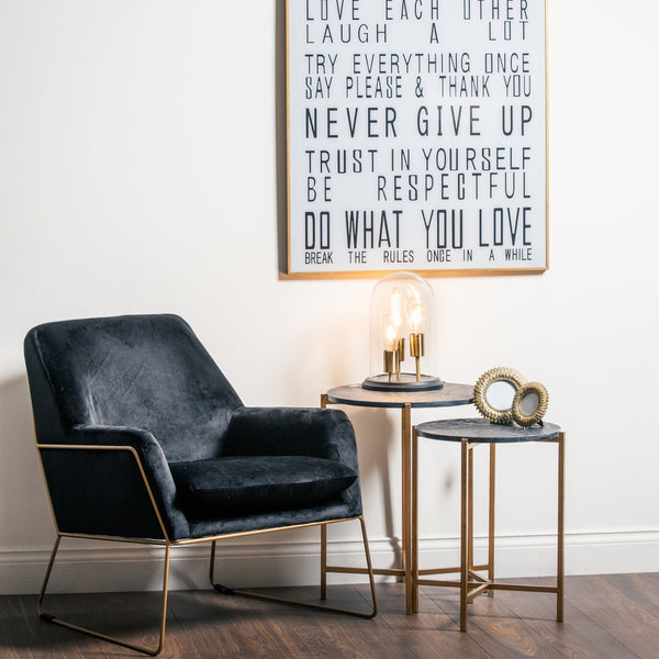 Metal Luxe Gold Nesting Tables with Slate-Effect Tops