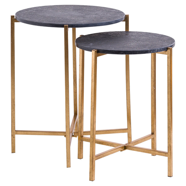 Metal Luxe Gold Nesting Tables with Slate-Effect Tops