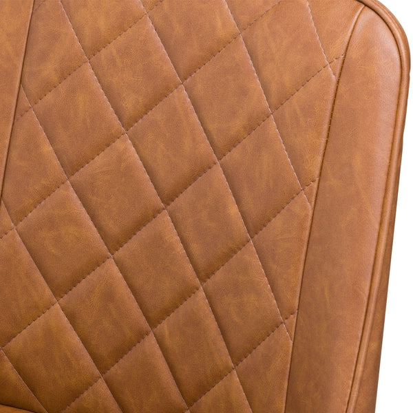 Metal Edge Tan Faux Leather Dining Chair Black Metal Legs