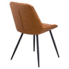 Metal Edge Tan Faux Leather Dining Chair Black Metal Legs
