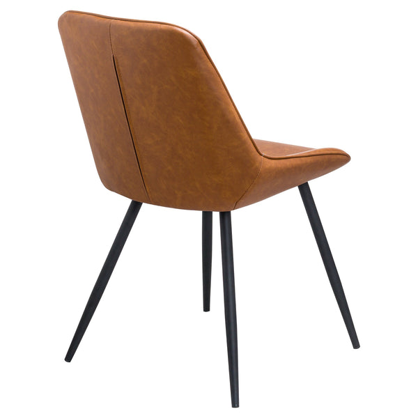 Metal Edge Tan Faux Leather Dining Chair Black Metal Legs