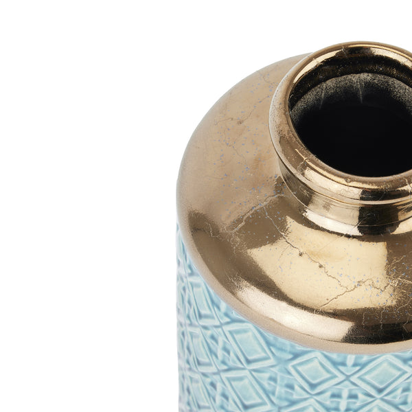 Aqua & Gold Ceramic Vase
