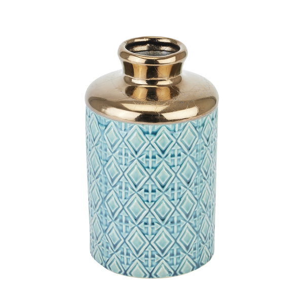Aqua & Gold Ceramic Vase