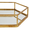 Set of Two Hexagonal Gold Metal Trays with Mirrored Base