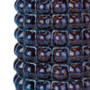 Textured Navy Ceramic Vase with Metallic Glaze