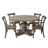 Rustic Round Wood Dining Table with Sculpted Pedestal Base