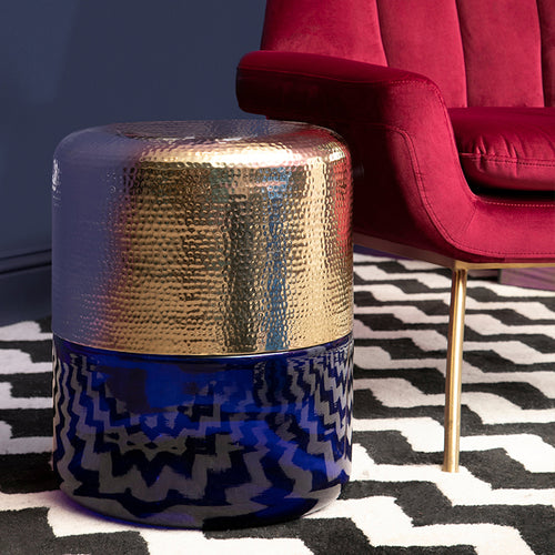 Handcrafted Cobalt Blue Side Table