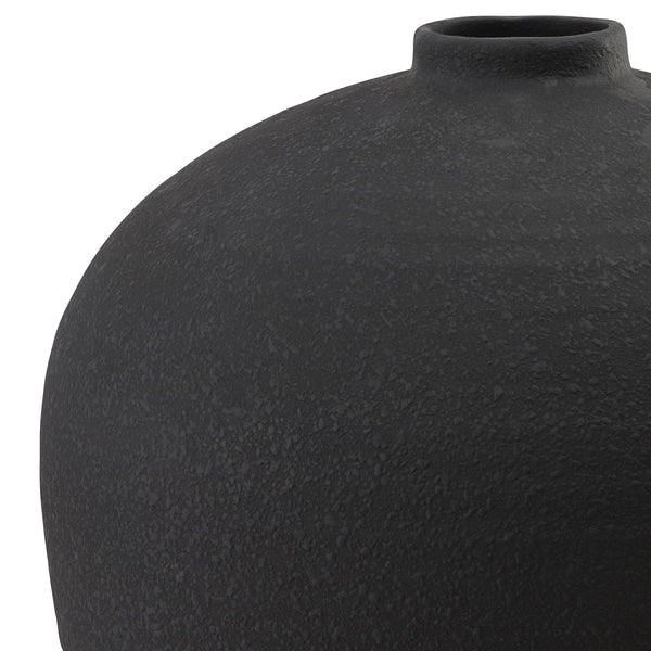 Sculptural Black Ceramic Vase