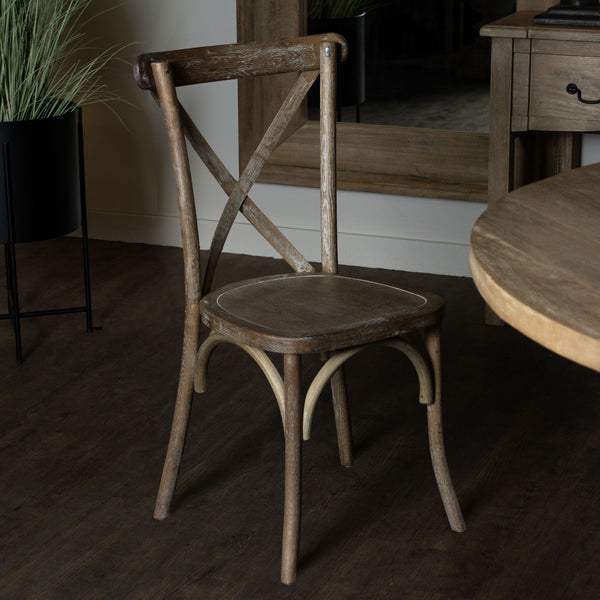 Rustic Oak Cross Back Dining Chair