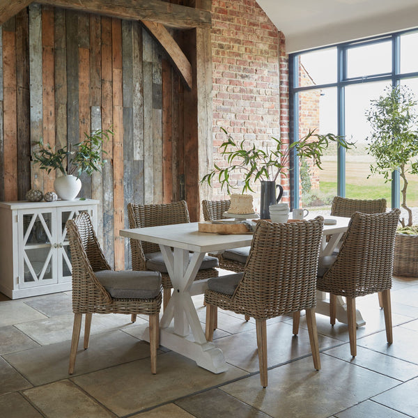 Rattan-Style Dining Chair with Metal Frame