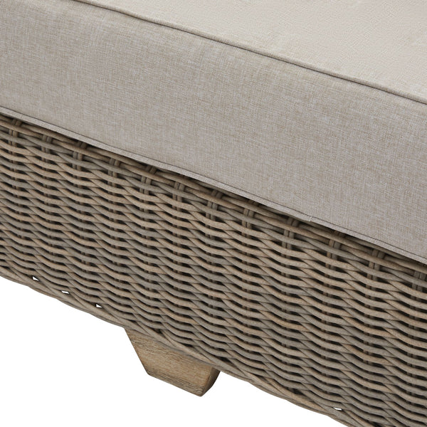 Woven Rattan-Effect 2-Seater Sofa with Cushions & Metal Tone Base