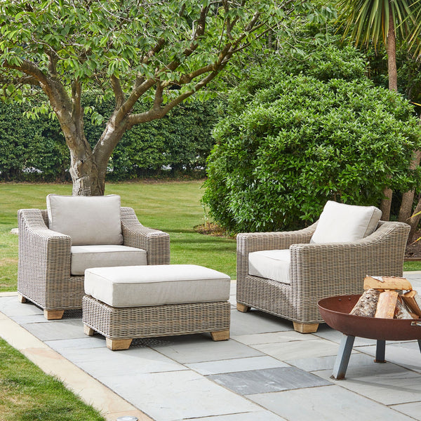 Savannah Woven Footstool with Metal Frame Detailing