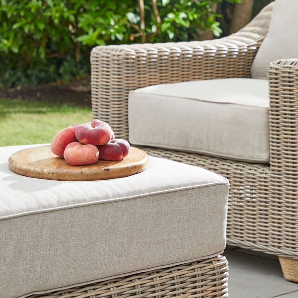 Savannah Woven Footstool with Metal Frame Detailing