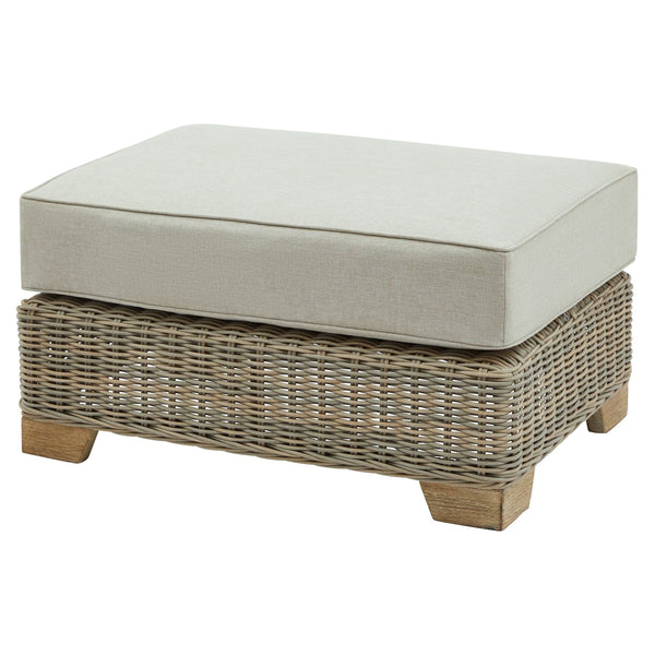 Savannah Woven Footstool with Metal Frame Detailing
