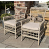 Rattan Dining Set with Glass Table Top