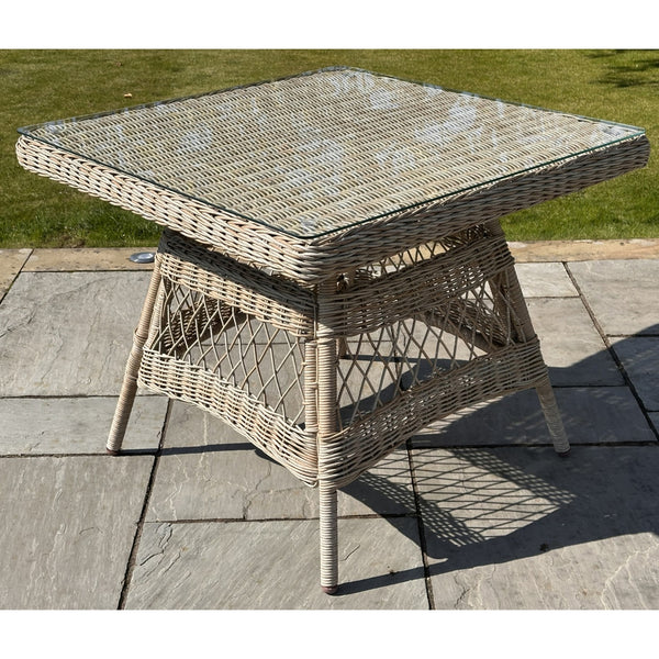 Wicker Dining Set with Square Glass Table