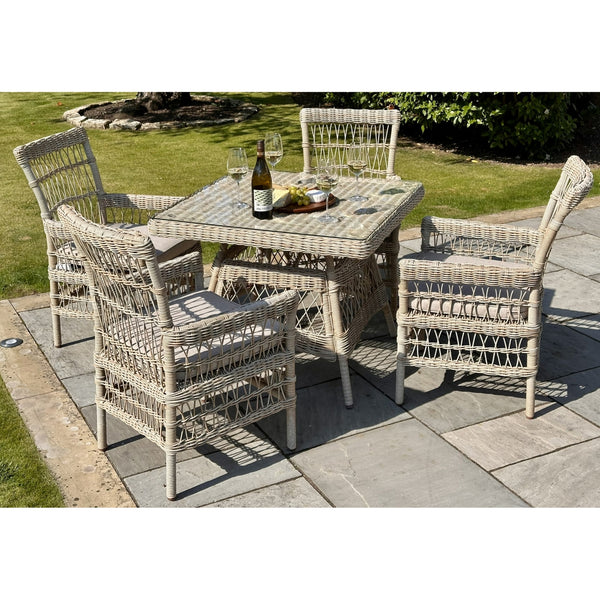 Wicker Dining Set with Square Glass Table