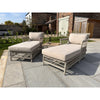 Wooden Side Table with Wicker Loungers
