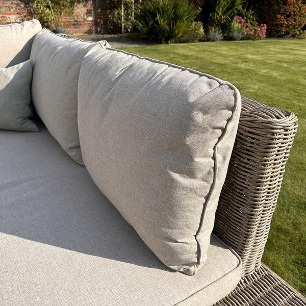 Rattan Corner Sofa Set with Glass Coffee Table