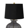 Ribbed Grey Glass Lamp with Black Shade