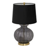 Ribbed Grey Glass Lamp with Black Shade