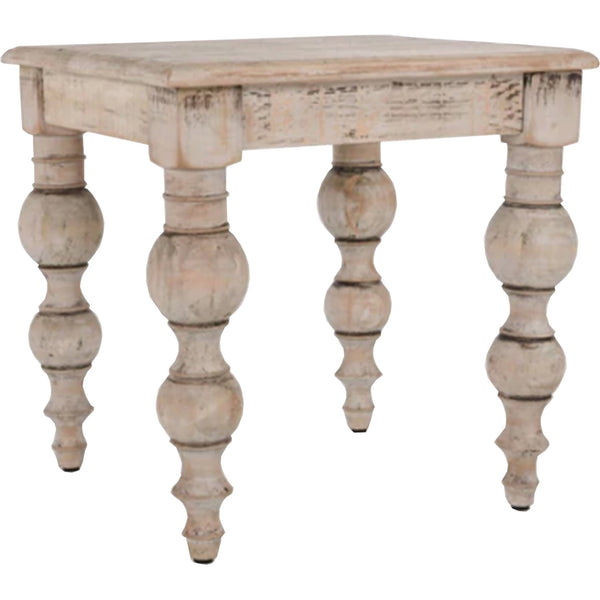 Weathered Wood Accent Table with Turned Legs