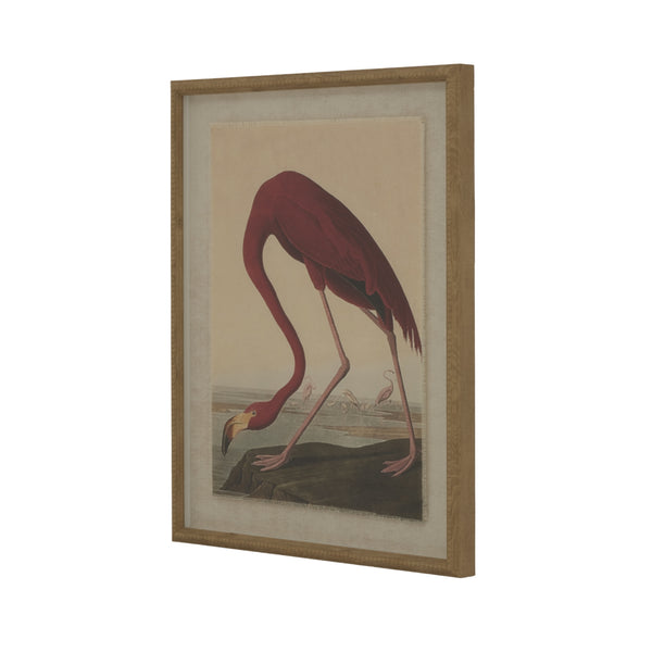 Crimson Flamingo' Glass Framed Art Print