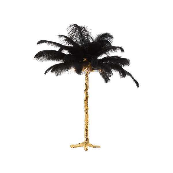 Black Ostrich Feather Table Lamp