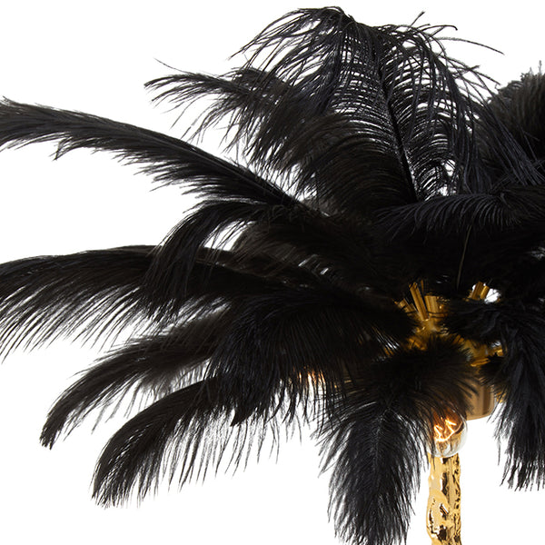 Black Ostrich Feather Table Lamp