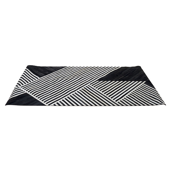 Handcrafted Monochrome Rug with Leather Backing