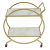 Round Brass and Marble Drinks Trolley