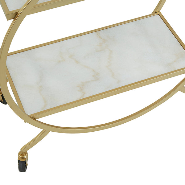 Round Brass and Marble Drinks Trolley